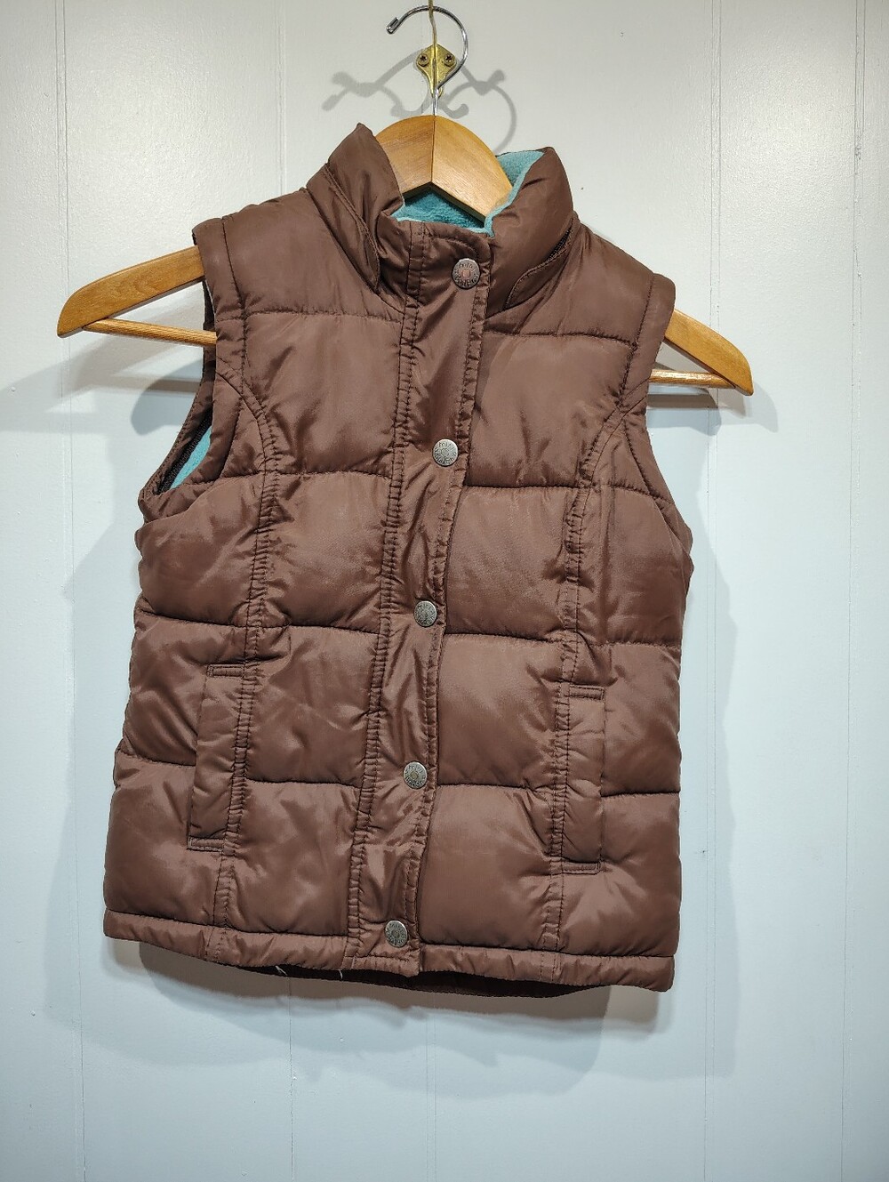 Mini Boden Puffer Vest Fleece Lined Brown 5-6Y Quilted Sleeveless Jacket